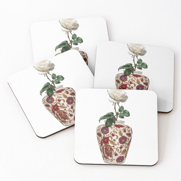 Item preview, Aesthetic White Rose in Porcelain Floral Vase Art  designed and sold by Atlasoloji.