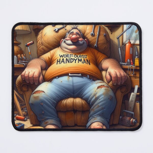 Item preview, World's Okayest Handyman Funny Cartoon Art Print 2 designed and sold by Beyond The Canvas.
