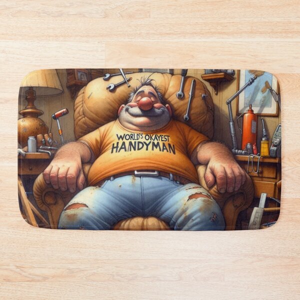 Item preview,  World's Okayest Handyman Funny Cartoon Art Print 2 designed and sold by Beyond The Canvas.