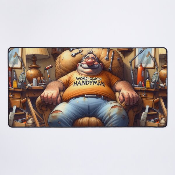 Item preview, World's Okayest Handyman Funny Cartoon Art Print 2 designed and sold by Beyond The Canvas.