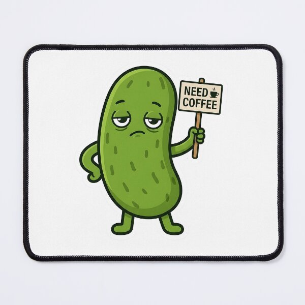 Item preview, Funny Grumpy Pickle Need Coffee Tired Morning Mood designed and sold by Basma Designs | Retro, Kawaii Shirts & Stickers.