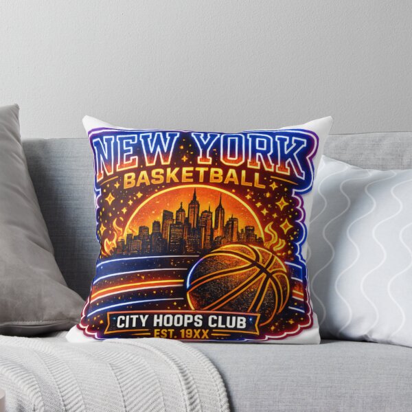 Item preview, New York Basketball Neon Skyline | City Hoops Club Retro Sports Sticker designed and sold by Bismillah-Najah.