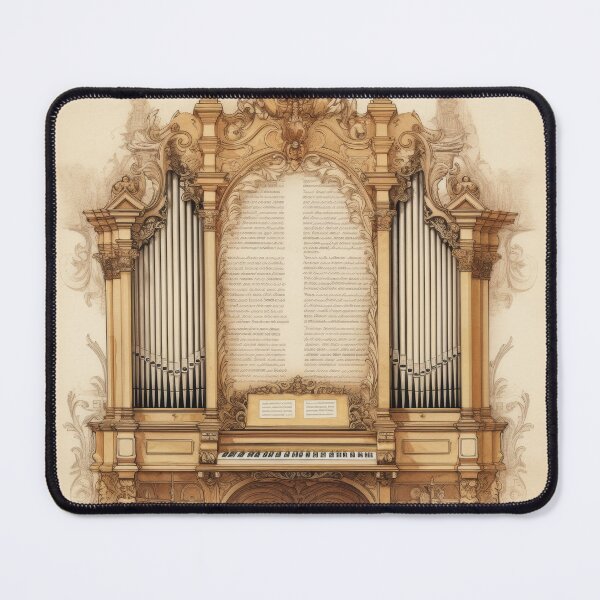 Item preview, Ornate Baroque Pipe Organ Sketch with Vintage Script Illumination designed and sold by pinkal.