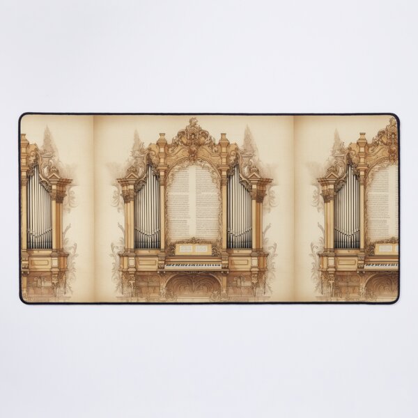 Item preview, Ornate Baroque Pipe Organ Sketch with Vintage Script Illumination designed and sold by pinkal.