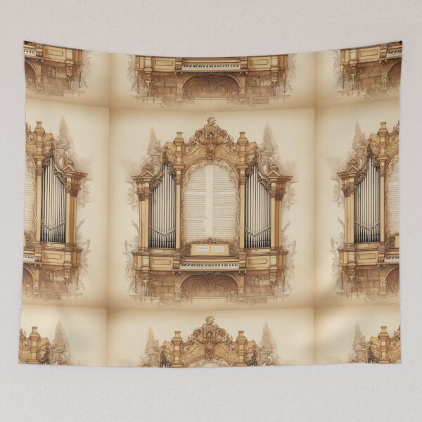 Item preview, Ornate Baroque Pipe Organ Sketch with Vintage Script Illumination designed and sold by pinkal.