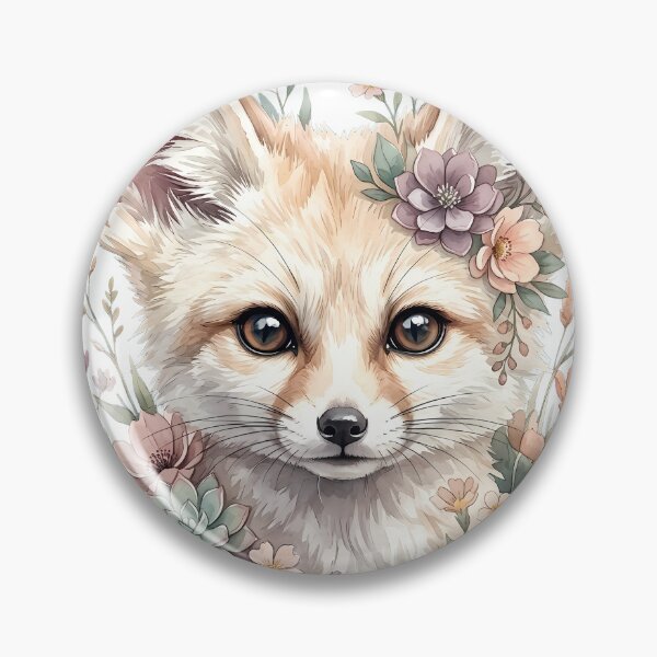 Item preview, Cute Baby Fox Watercolor Art | Floral Woodland Fox Illustration | Cottagecore Animal Design designed and sold by ZenAnimeWearz.
