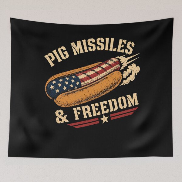 Item preview, Pig Missiles and Freedom 4th of July Patriotic Hot Dog Funny designed and sold by clothesy7.