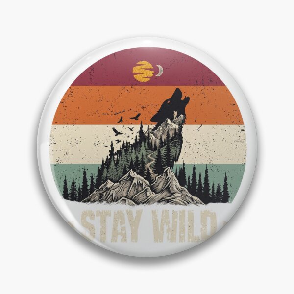 Item preview, Vintage Retro Mountain Wolf Howl - Stay Wild Design designed and sold by Shopeon Designs.