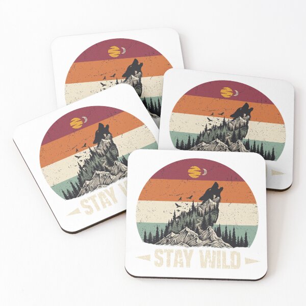 Item preview, Vintage Retro Mountain Wolf Howl - Stay Wild Design designed and sold by Shopeon Designs.