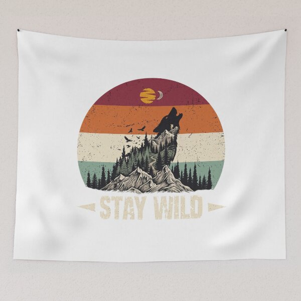 Item preview, Vintage Retro Mountain Wolf Howl - Stay Wild Design designed and sold by Shopeon Designs.
