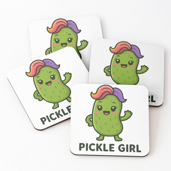 Aperçu de l'œuvre Pickle Girl – Personnage mignon et kawaii en forme de cornichon | Autocollant et t-shirt amusants pour les amoureux des cornichons créée et vendue par Basma Designs | Funny Shirts, Stickers & Mugs.
