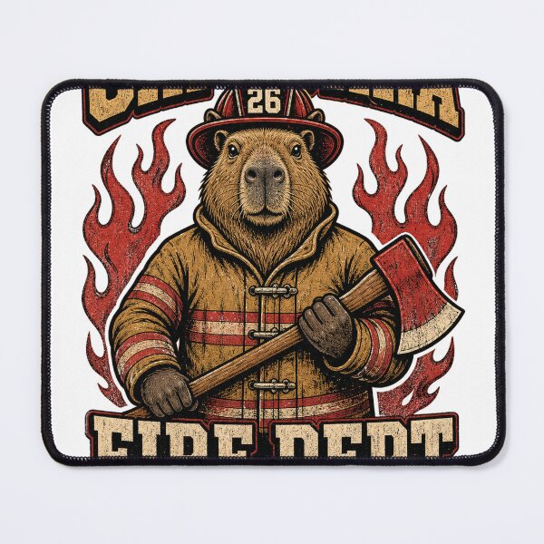 Item preview, Capybara Fire Department Funny Firefighter Squad designed and sold by VisualArtsOasis.