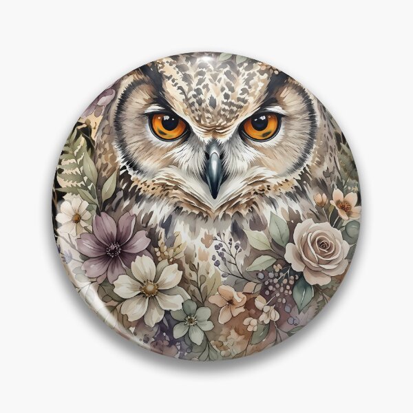 Item preview, Watercolor Owl with Wildflowers | Botanical Owl Illustration | Woodland Nature Art designed and sold by ZenAnimeWearz.
