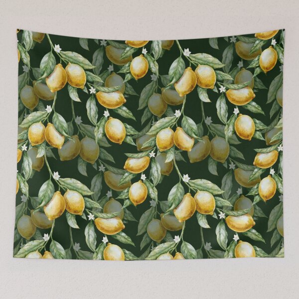 Item preview, Watercolor Lemon Pattern Dark Green designed and sold by Alisles.
