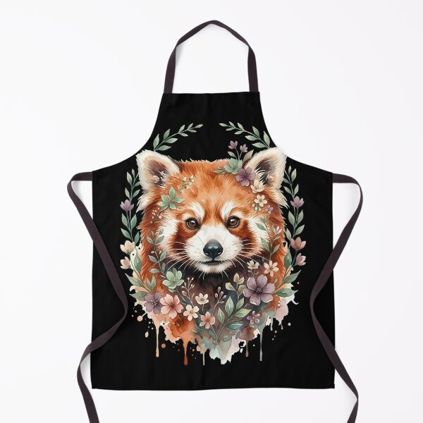 Item preview, Watercolor Red Panda with Wildflowers | Botanical Wildlife Illustration | Cottagecore Animal Art designed and sold by ZenAnimeWearz.