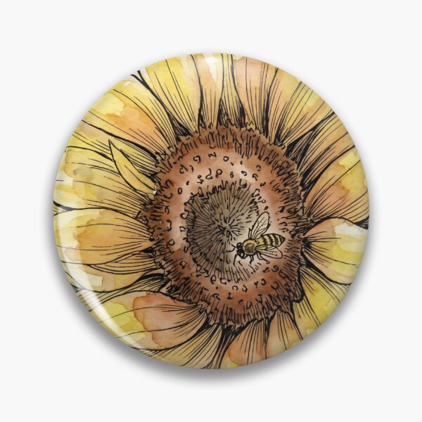 Item preview, Sunflower & Honey Bee | Pen and Watercolor Garden Art designed and sold by Debbie Schulte.
