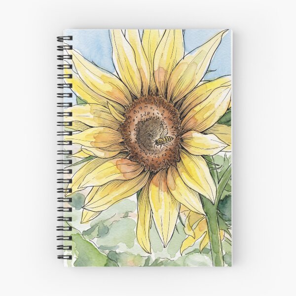 Item preview, Sunflower & Honey Bee | Pen and Watercolor Garden Art designed and sold by Debbie Schulte.