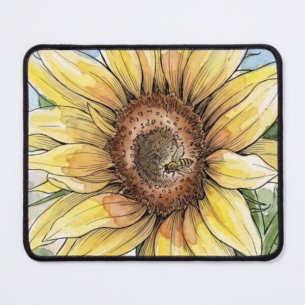 Item preview, Sunflower & Honey Bee | Pen and Watercolor Garden Art designed and sold by Debbie Schulte.