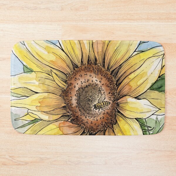 Item preview, Sunflower & Honey Bee | Pen and Watercolor Garden Art designed and sold by Debbie Schulte.