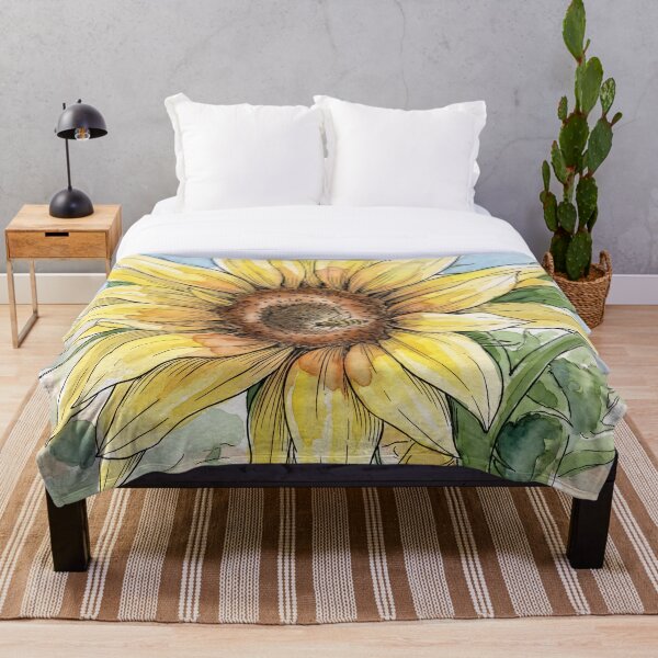 Artikelvorschau, Sonnenblume & Honigbiene | Gartenkunst mit Feder und Aquarell entworfen und verkauft von Debbie Schulte.