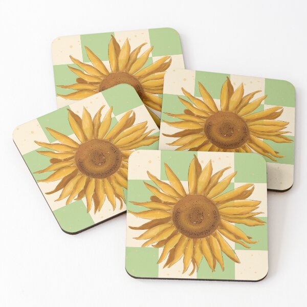 Item preview, Sunflower on green gingham - French country floral large designed and sold by OhNoNotAgain42.