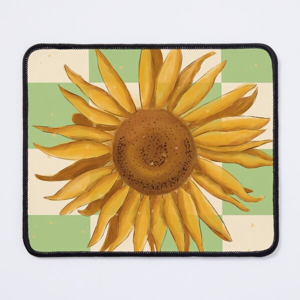 Item preview, Sunflower on green gingham - French country floral large designed and sold by OhNoNotAgain42.