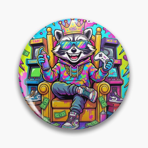 Item preview, King Of Chaos – Streetwear Gamer Raccoon Pop Art Graphic Tee designed and sold by PLUSHIWORLDtm.