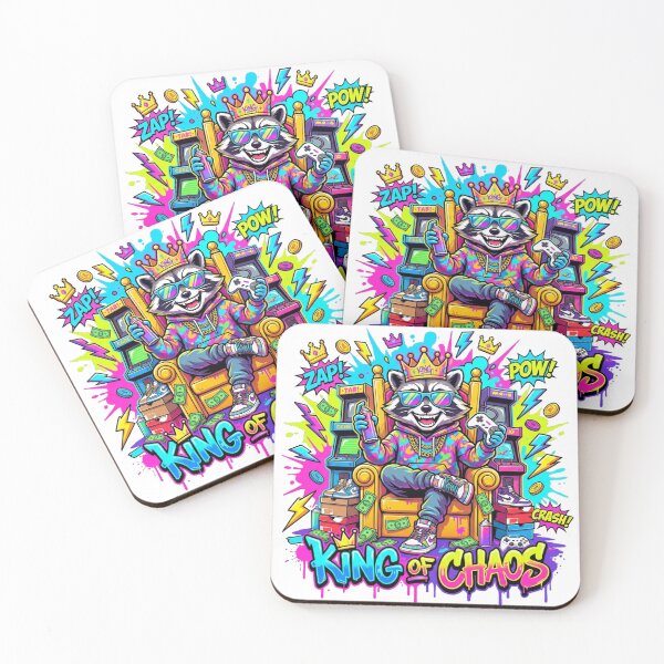 Item preview, King Of Chaos – Streetwear Gamer Raccoon Pop Art Graphic Tee designed and sold by PLUSHIWORLDtm.