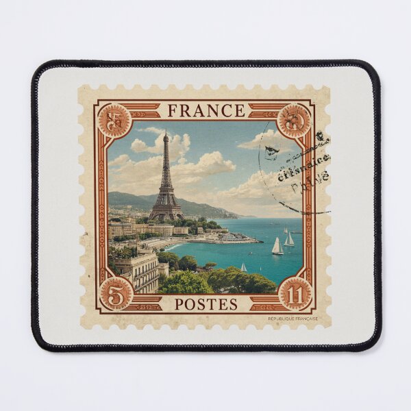 Item preview, Vintage France Postage Stamp – Eiffel Tower Antique Postal Design on Aged Paper designed and sold by Timeless Decor.