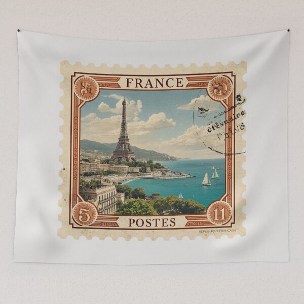 Item preview, Vintage France Postage Stamp – Eiffel Tower Antique Postal Design on Aged Paper designed and sold by Timeless Decor.