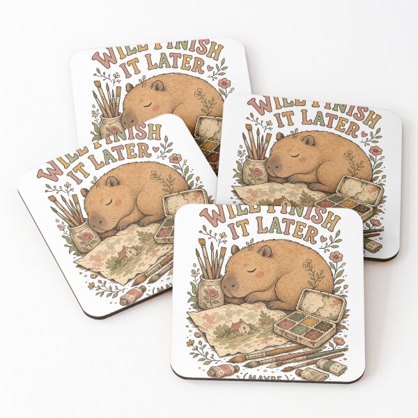 Item preview, Capybara Watercolor Artist Procrastinator designed and sold by VisualArtsOasis.