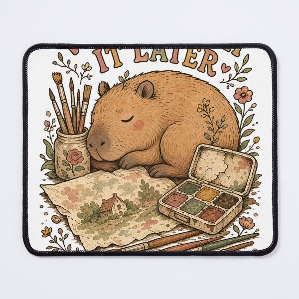 Item preview, Capybara Watercolor Artist Procrastinator designed and sold by VisualArtsOasis.