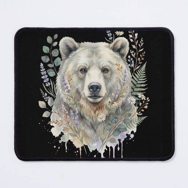 Item preview, Watercolor Bear with Wildflowers | Woodland Animal Floral Illustration | Cottagecore Nature Art designed and sold by ZenAnimeWearz.