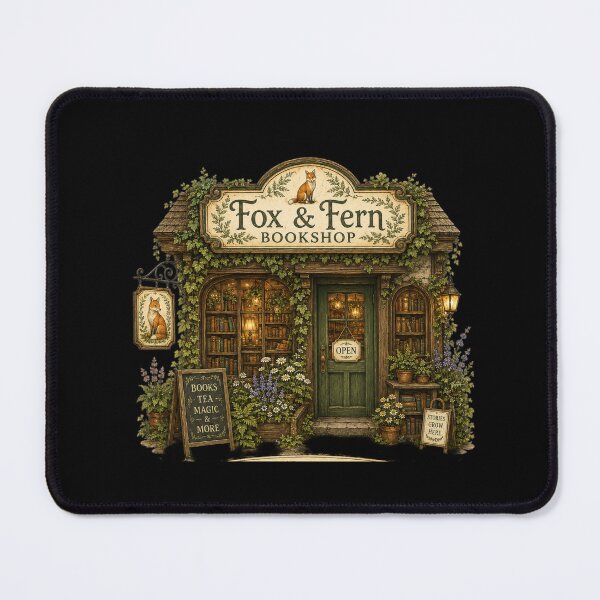 Item preview, Fox & Fern Bookshop | Cozy Cottagecore Bookstore | Whimsical Woodland Reader Design designed and sold by MrDev.