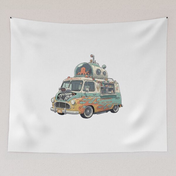 Item preview, Slammed Ice Cream Van Lowrider Muscle Truck Flames designed and sold by octozap.