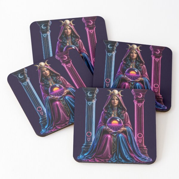 Item preview, Neon Retro High Priestess Tarot Art designed and sold by MarVan-Prints.
