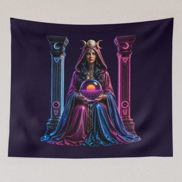 Item preview, Neon Retro High Priestess Tarot Art designed and sold by MarVan-Prints.