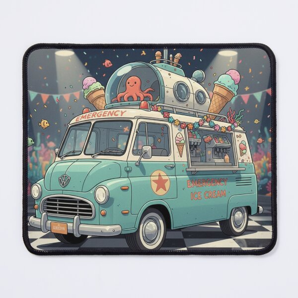 Item preview, Retro Nautical Ice Cream Van - Whimsical Octopus Submarine designed and sold by octozap.