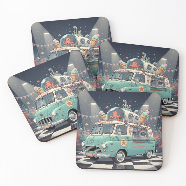Item preview, Retro Nautical Ice Cream Van - Whimsical Octopus Submarine designed and sold by octozap.