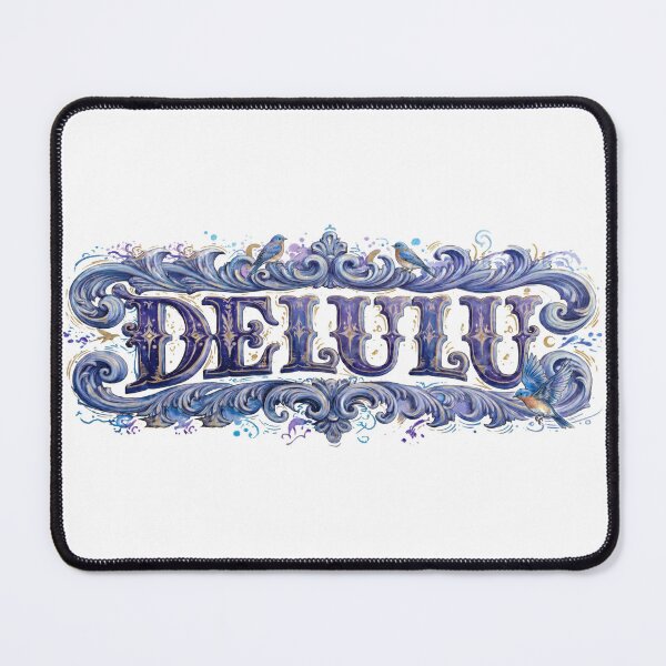 Item preview, DELULU Vintage Typography | Ornate Blue Baroque Lettering | Trendy Gen Z Quote designed and sold by folskullyz.