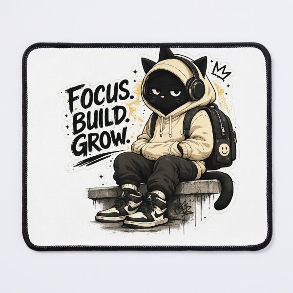 Item preview, Focused Streetwear Cat Building Growth designed and sold by _Stickora_.