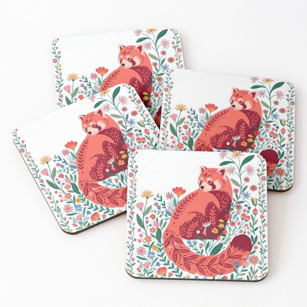 Item preview, Red Panda Folk Art Floral Illustration | Botanical Woodland Animal | Colorful Nature Design designed and sold by ZenAnimeWearz.