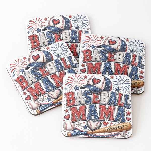 Item preview, Baseball Mama Red White and Blue Glitter Design designed and sold by LunaPixelStudio.