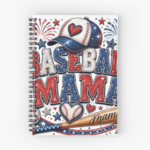 Artikelvorschau, Baseball Mama Rot-Weiß-Blau Glitzerdesign entworfen und verkauft von LunaPixelStudio.