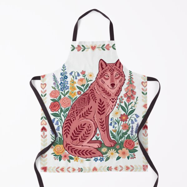 Item preview, Wolf Folk Art Floral Illustration | Botanical Woodland Wolf | Scandinavian Animal Design designed and sold by ZenAnimeWearz.