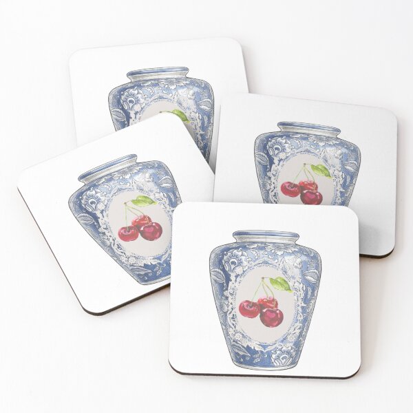 Item preview, Vintage Sweet Cherry in Blue Chinoiserie Vase  designed and sold by Atlasoloji.