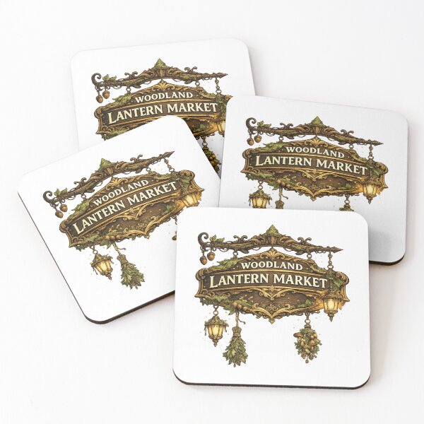 Item preview, Woodland Lantern Market – Fantasy Merchant Sign Cottagecore Woodland Art designed and sold by MrDev.