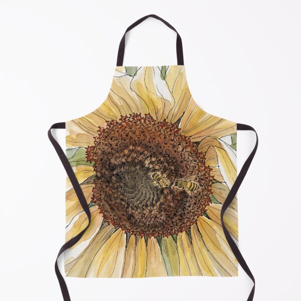Item preview, Two Honey Bees on Sunflower | Pen and Watercolor Pollinator Art designed and sold by Debbie Schulte.