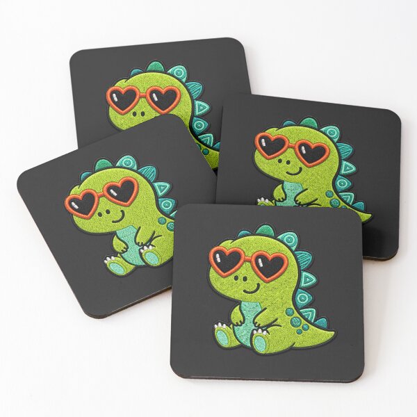Item preview, Cute Dinosaur Embroidery Patch | Kawaii Dino with Heart Sunglasses designed and sold by ColorSplash123.