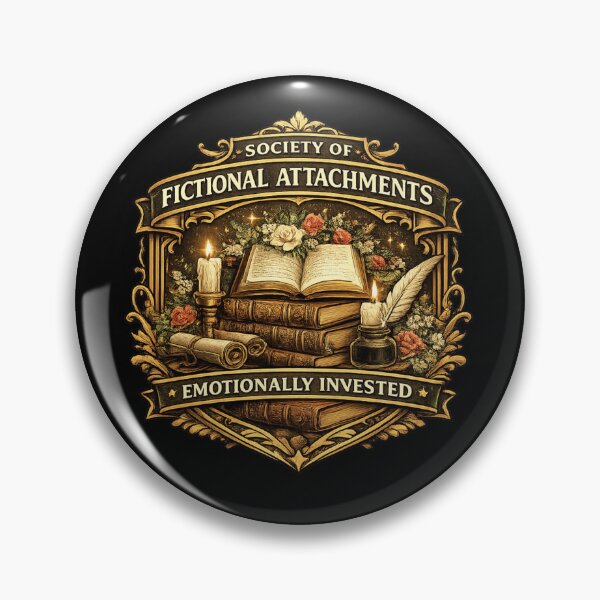 Item preview, Society of Fictional Attachments – Emotionally Invested Book Lover Literary Emblem designed and sold by MrDev.
